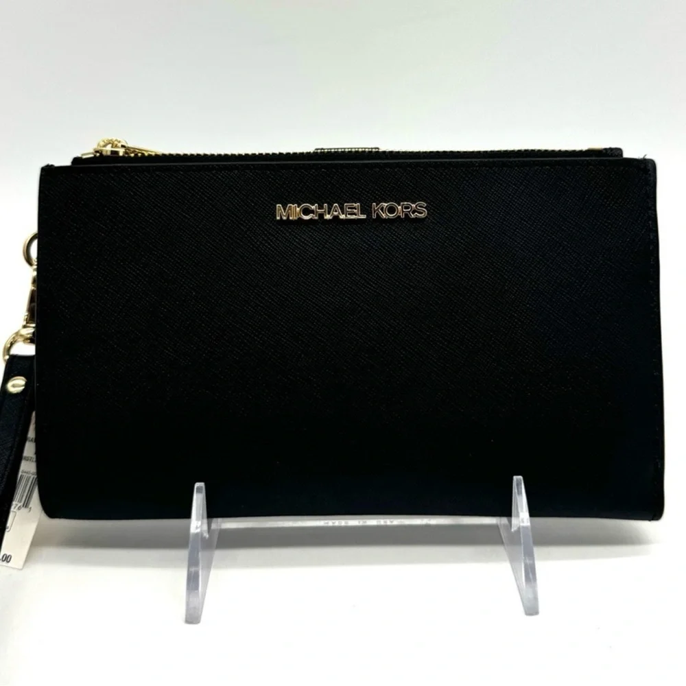 Michael Kors Large Double Zip Wallet Black/Gold